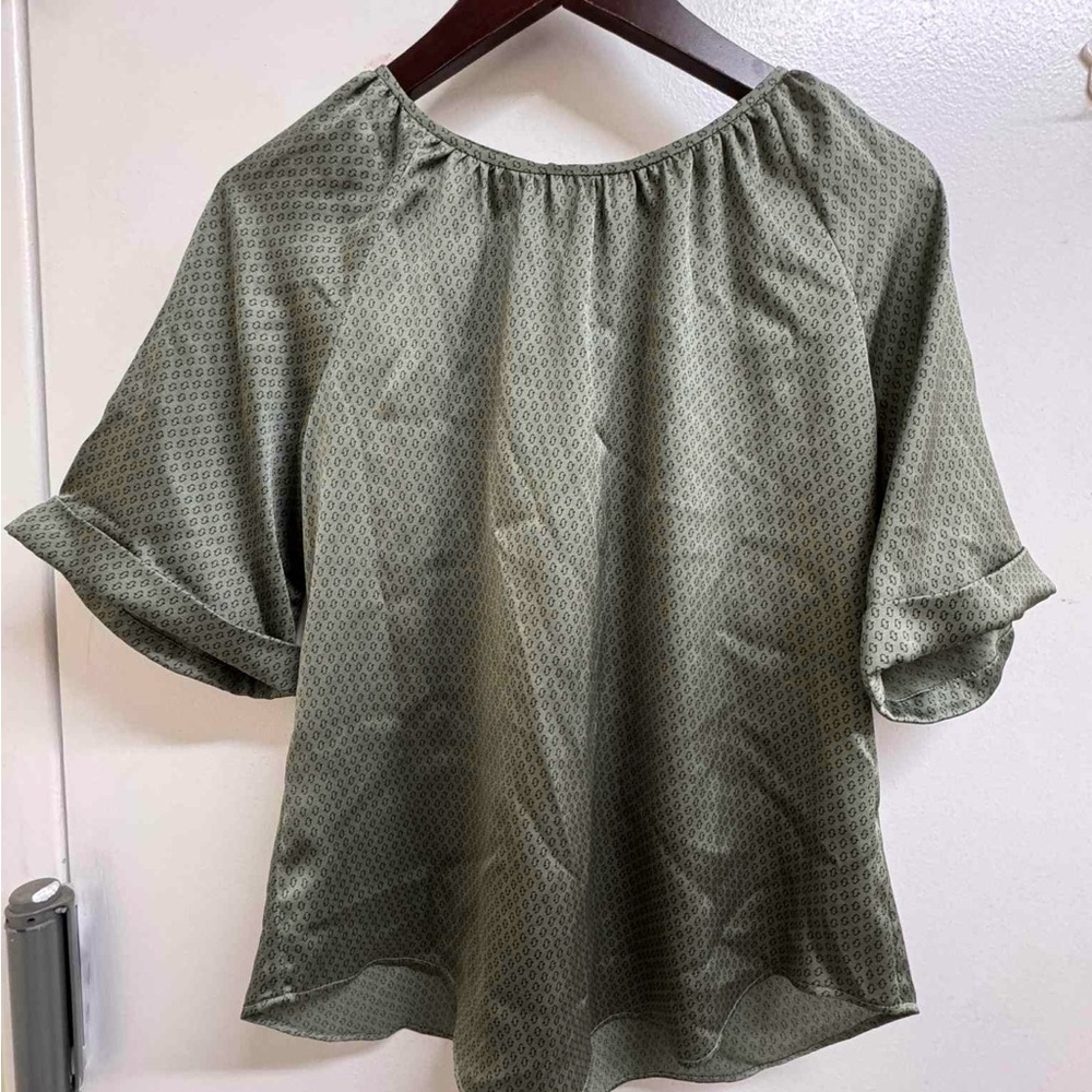 Banana Republic Green Ribbed Short Sleeve Blouse Size XS